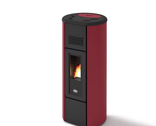 heidi pellet stove in red